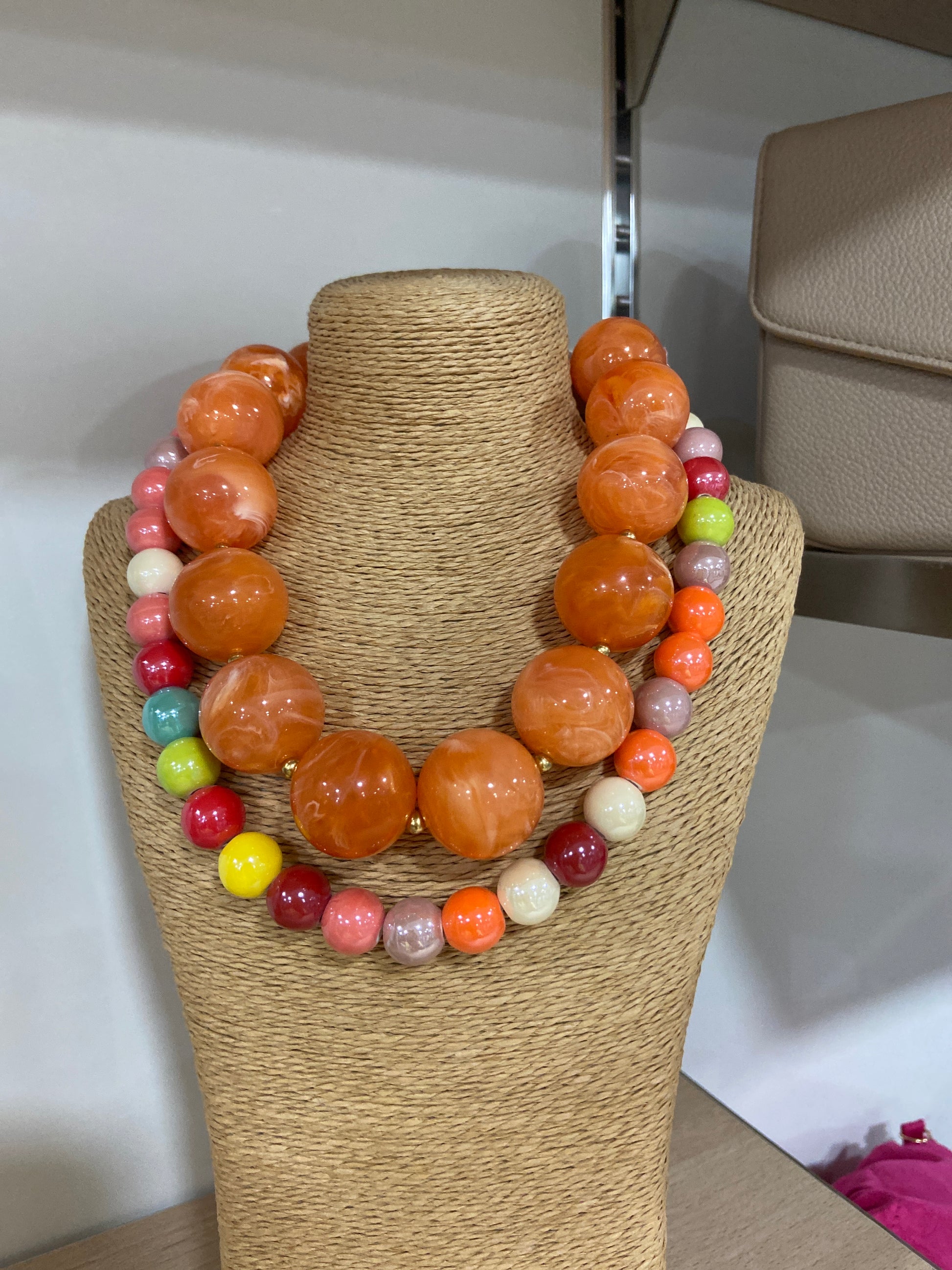 Collar Perlas Naranja