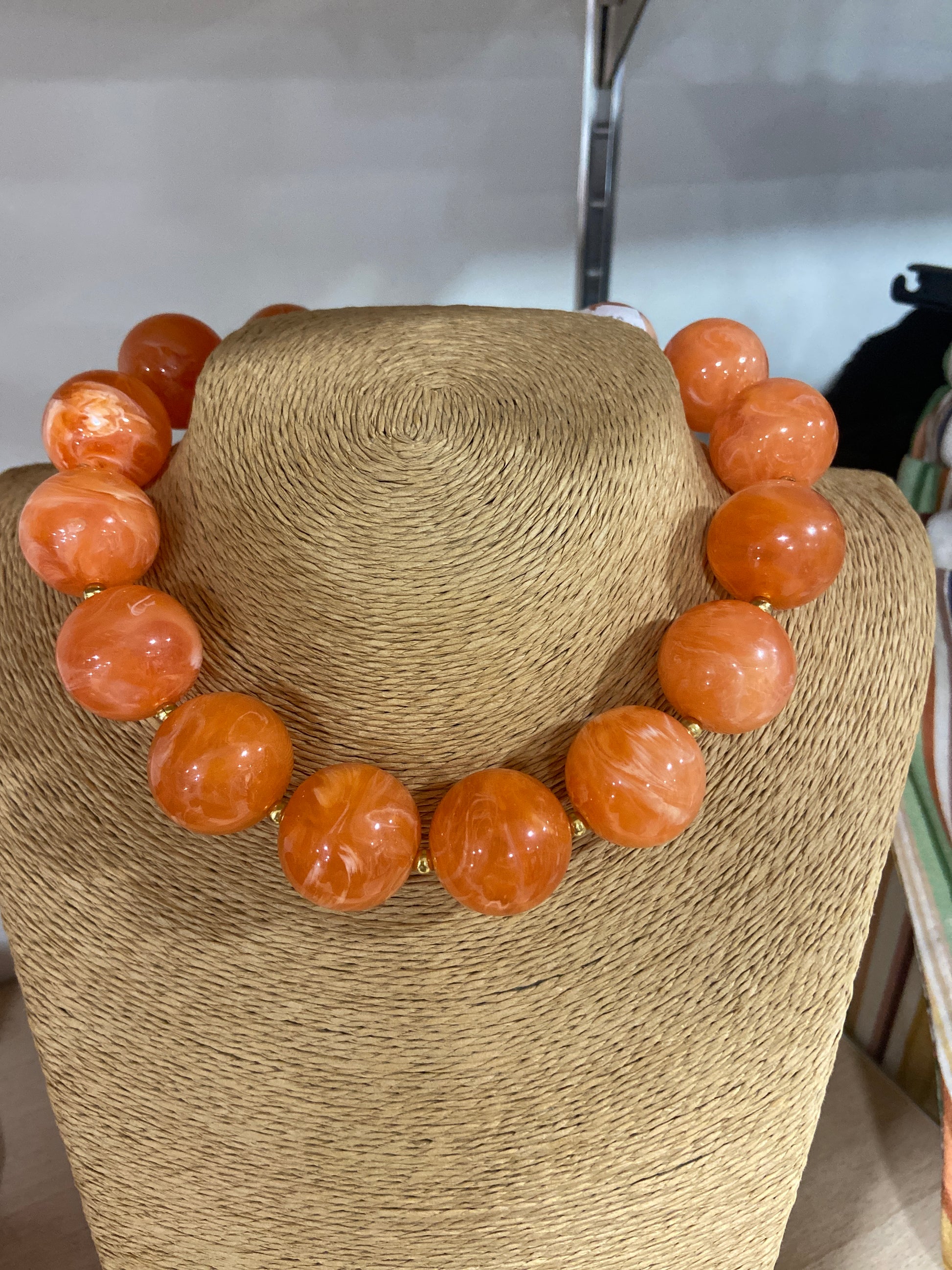Collar Perlas Naranja